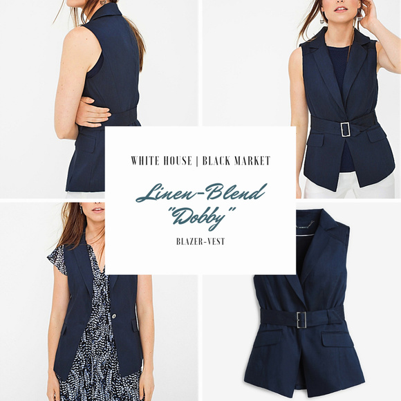 NWT WH|BM Linen Blend “Dobby” Vest, Size 14 - Picture 8 of 8